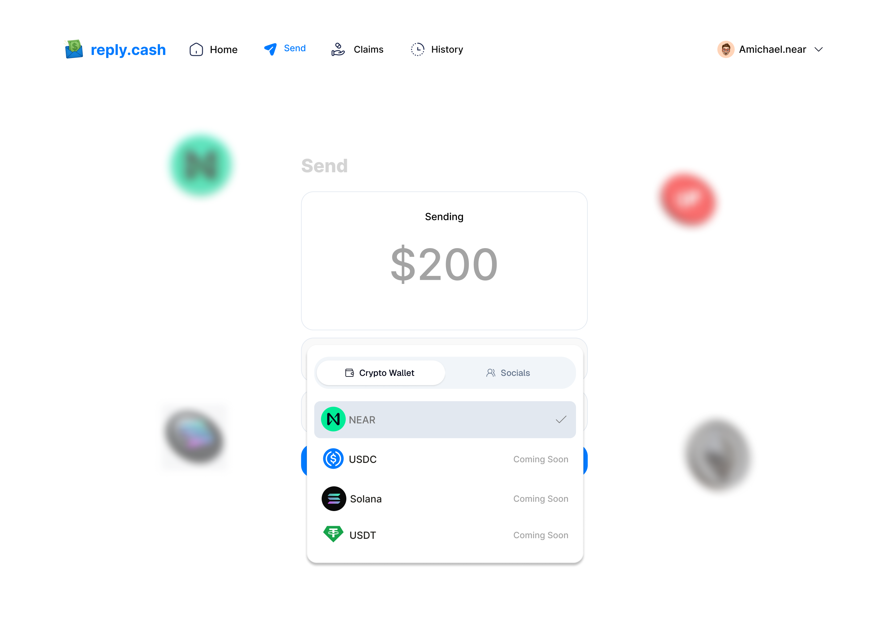 Send money to wallet - Enter wallet address and amount